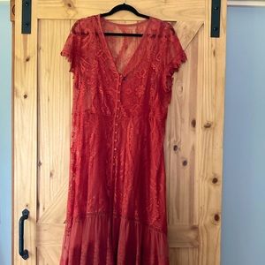 Rust colored lace dress